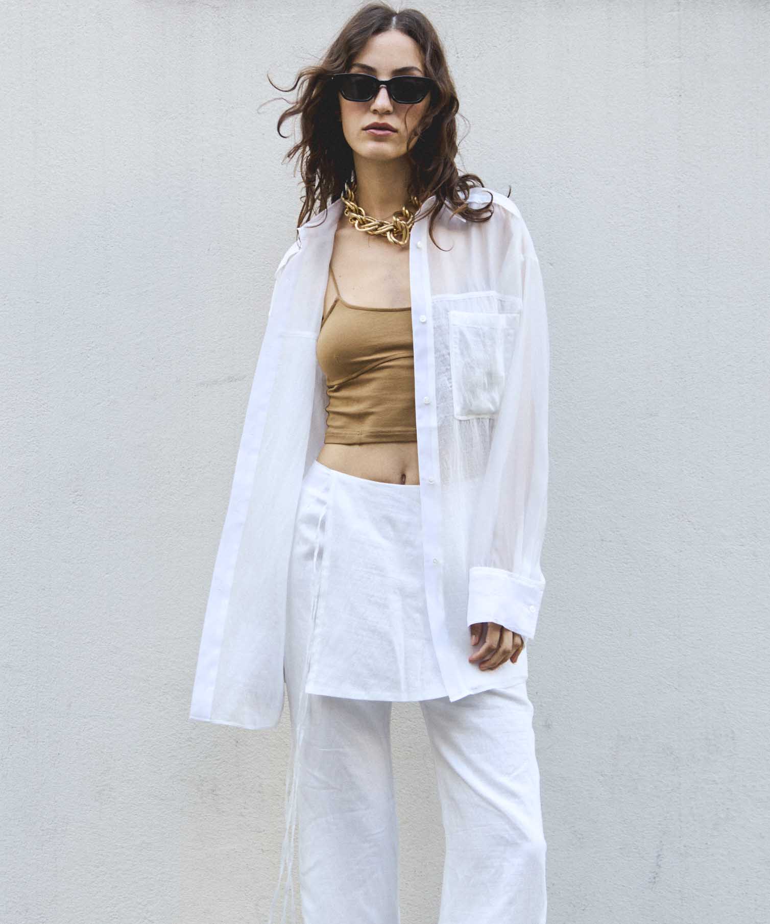 Sheer Docking Oversized Shirt