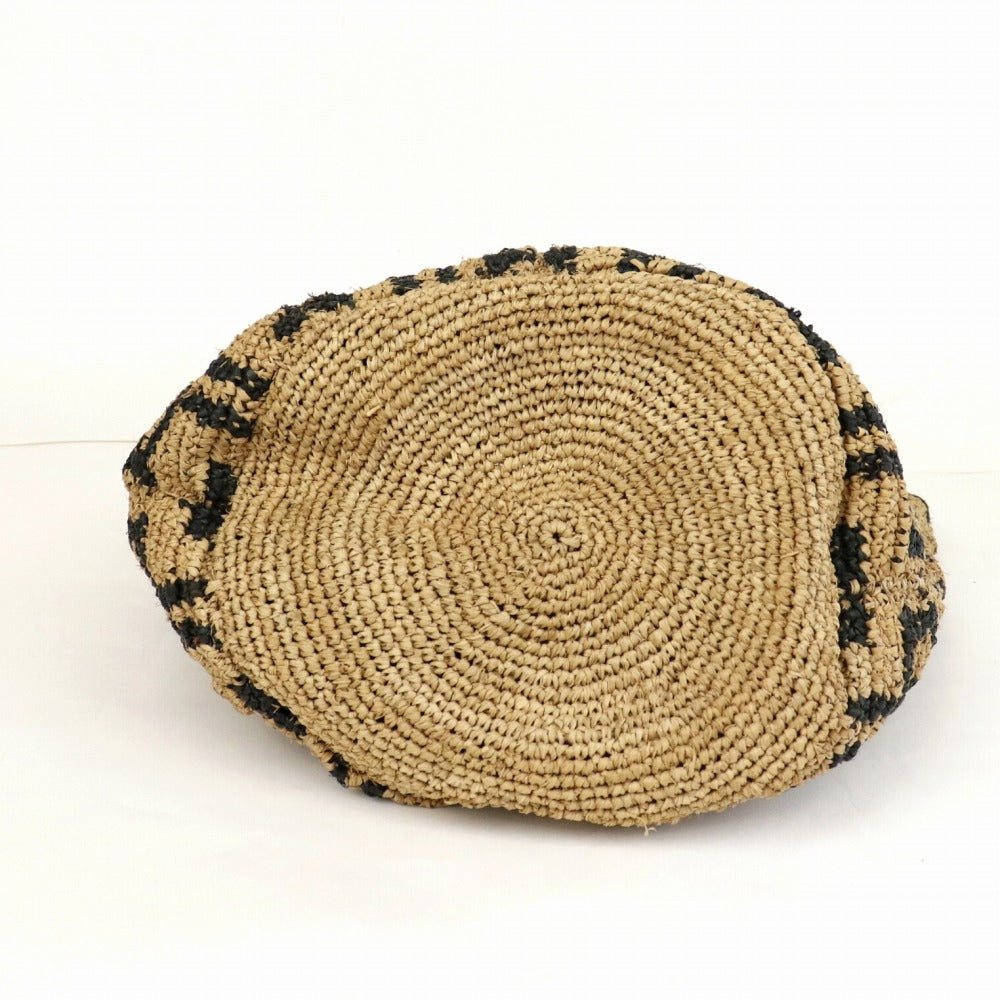 ラフィアかぎ編みバッグ パッチワークでこぼこ柄 コーヒー黒 | マンゴロベ