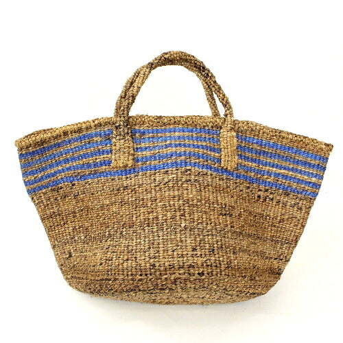 バナナバッグ共手12x8 上サイザルボーダー 青 | マンゴロベ