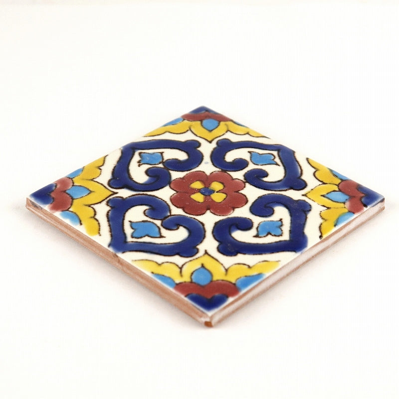 チュニジア製手描きタイル 薄10X10 90 | マンゴロベ