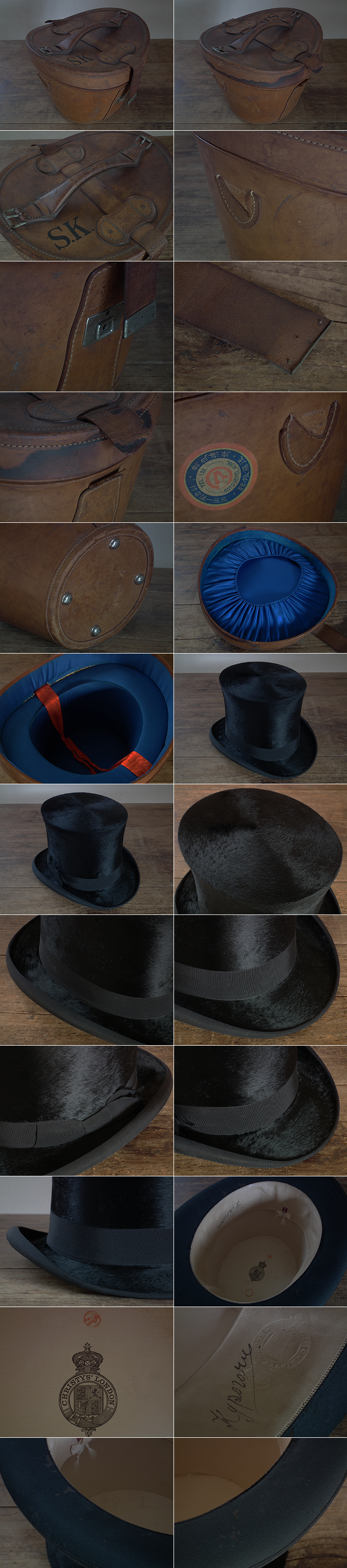 H02780 イギリス CHRISTYS' LONDON レザーケース付きシルクハット