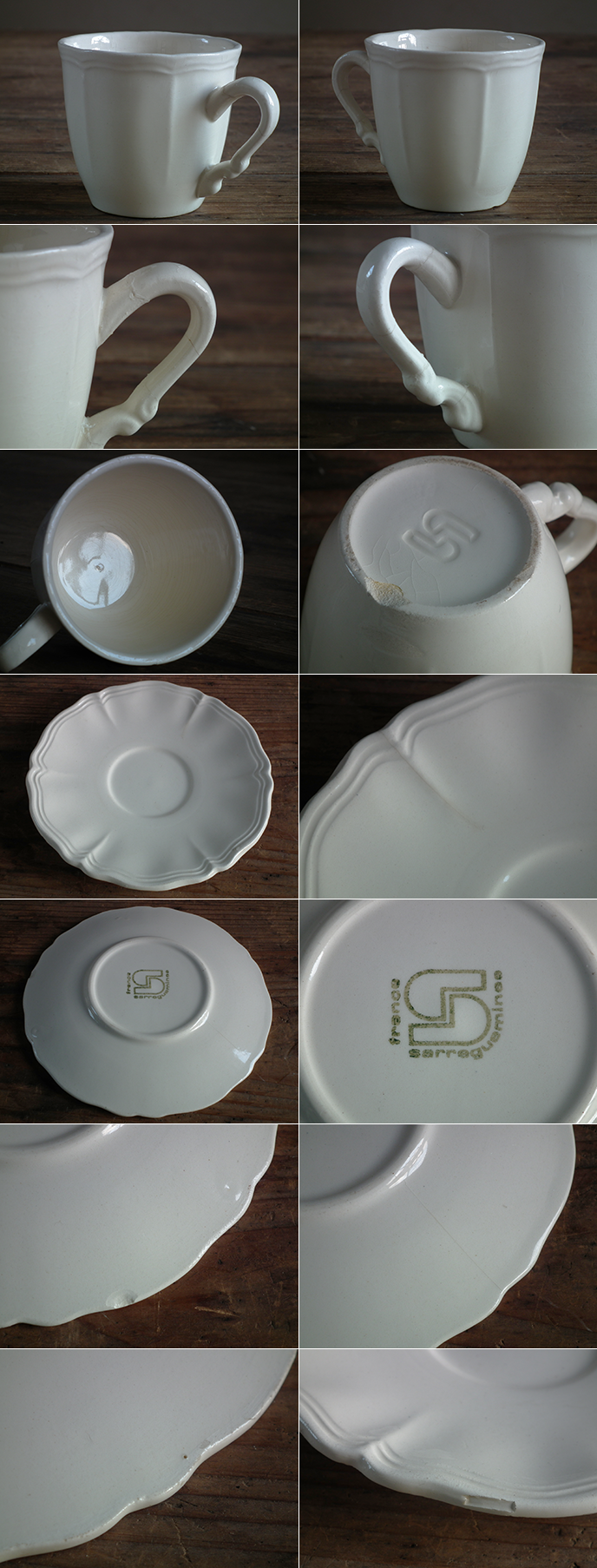 K05384 フランス アンティーク Sarreguemines カップ＆ソーサー