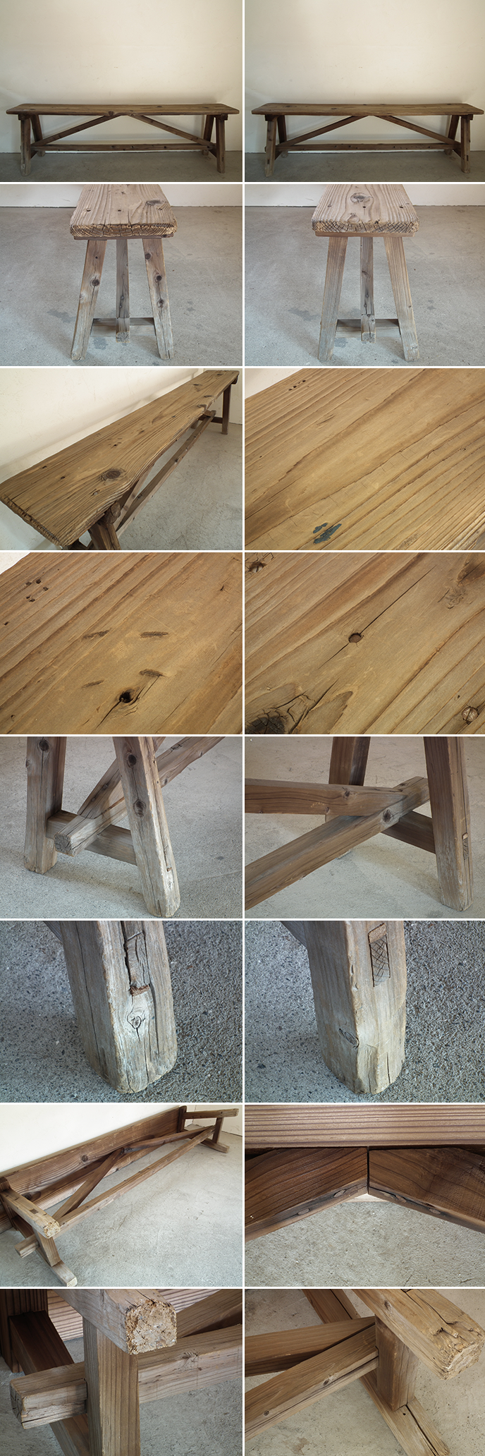 Z00080 アンティーク 古い木味の木製ベンチ | MANSIKKA