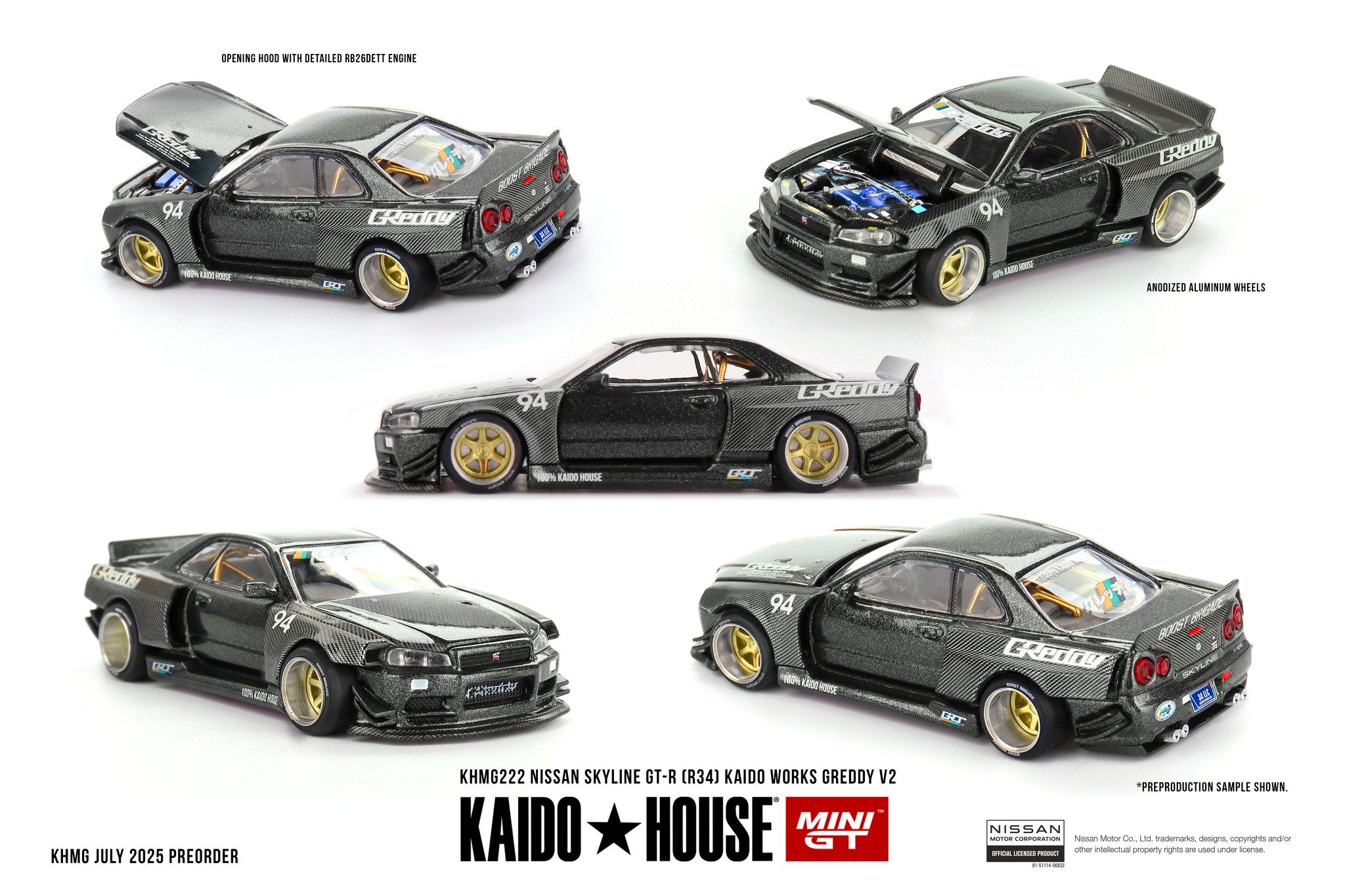 Pre-Order* Mini GT x Kaido House No.222 Nissan Skyline GT-R (R34