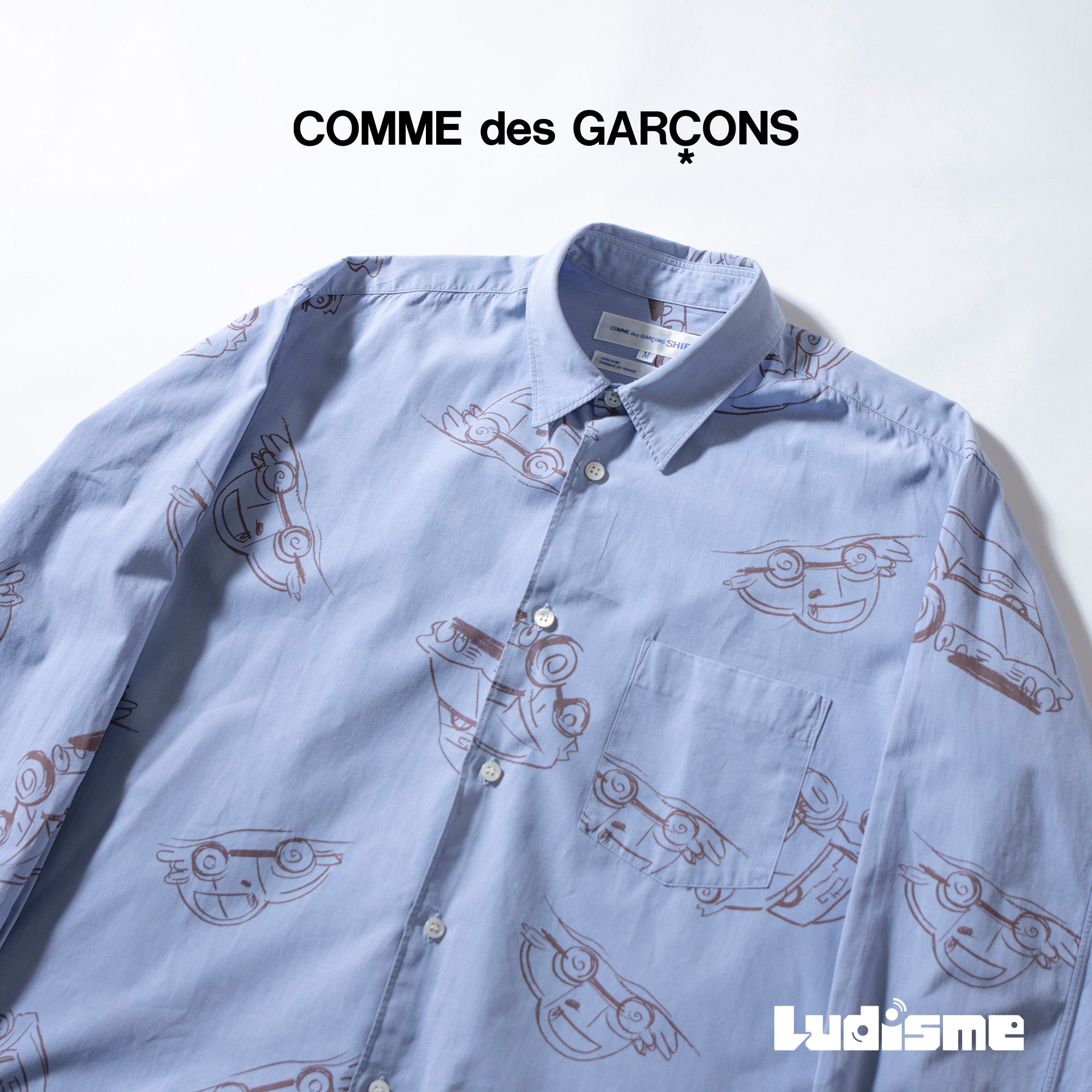 Comme des Garçons Shirt, Long Sleeve, Blue, Size M, Made in France, 90
