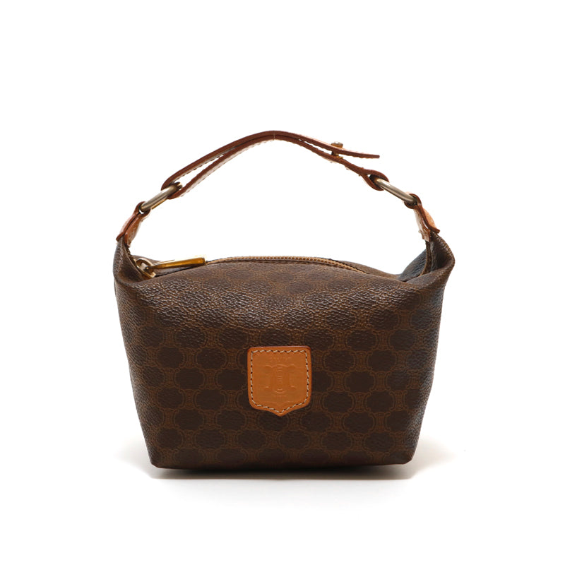 セリーヌ CELINE マカダム バニティ ポーチ ハンドバッグ ブラウン