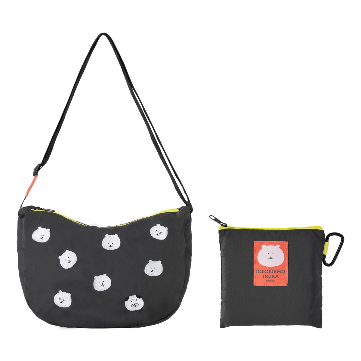 ナガノキャラクターズ 折りたためるトラベルムーンショルダーバッグ