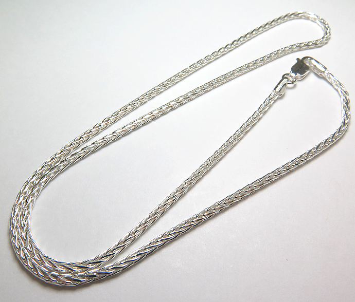 シルバー925/チェーンネックレス40cm【ウィートチェーン・2mm】（5本）