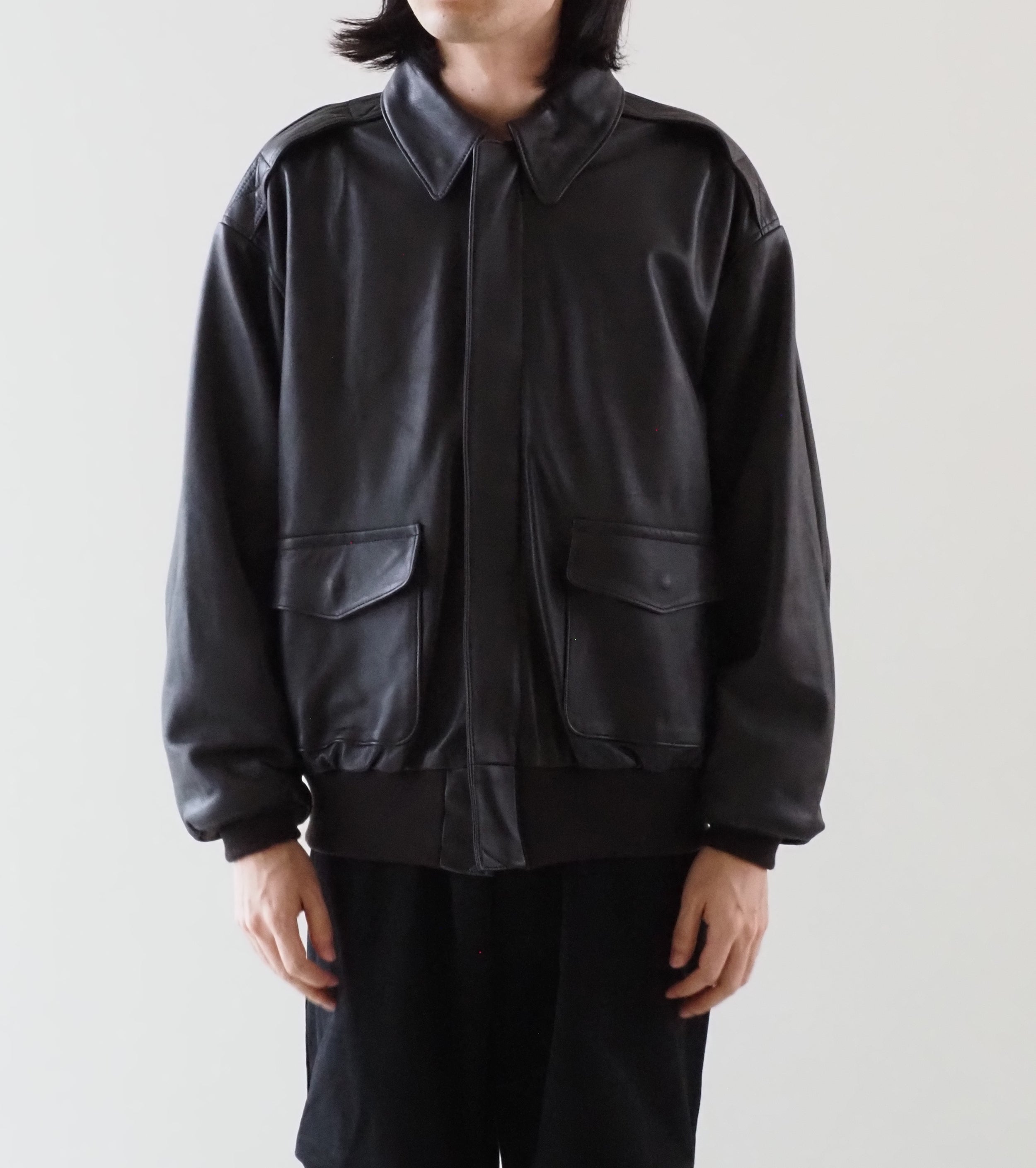 COMOLI シープスキン A-2 ジャケット , Brown – Navyblue