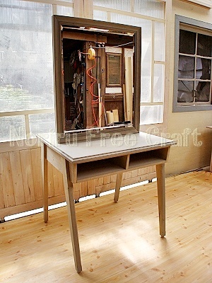 美容室の両面鏡ドレッサー セット面 高透過ミラー ナチュラル フレンチ