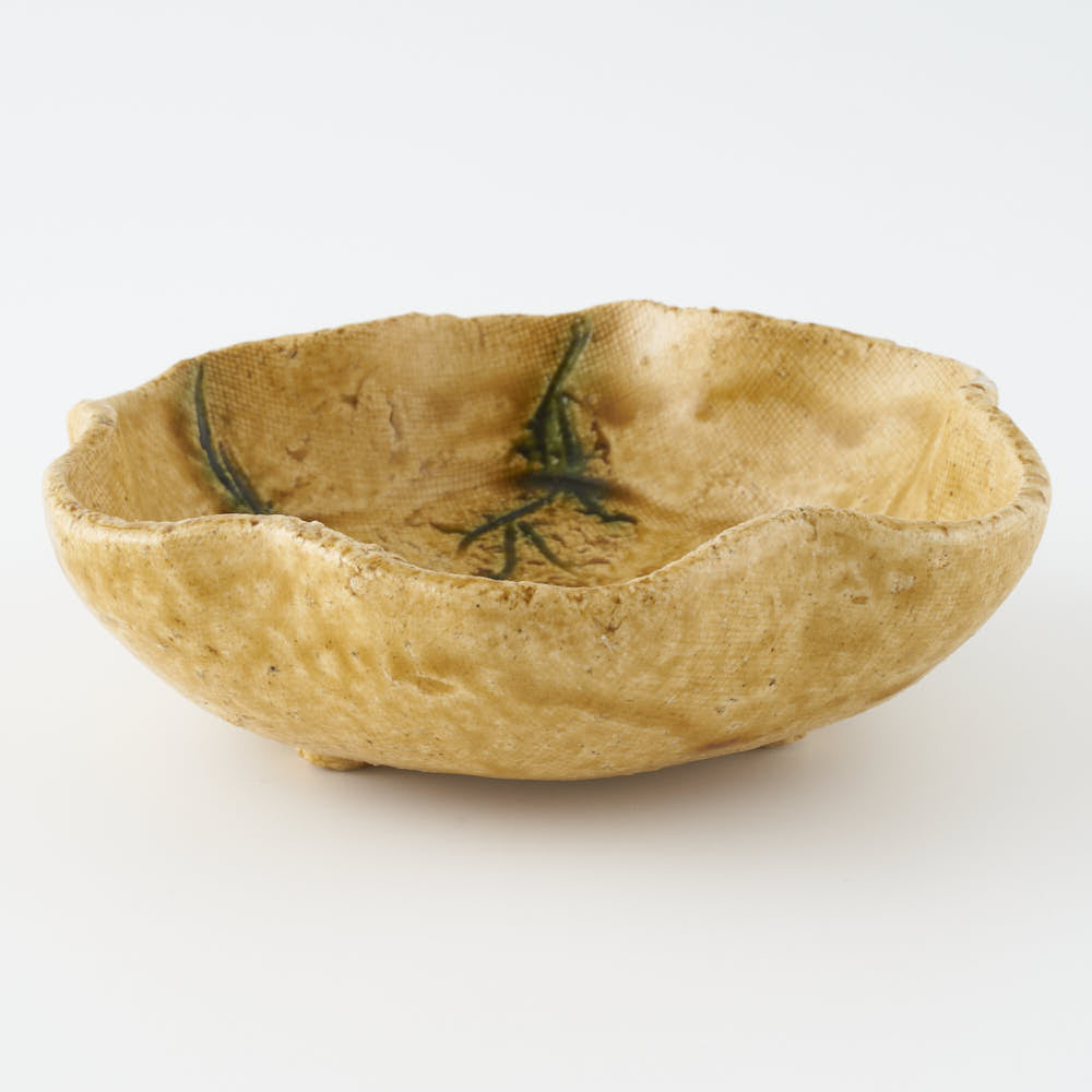 作家 棚橋淳 黄瀬戸 足付花型鉢 ¥2,750 大人の焼き物