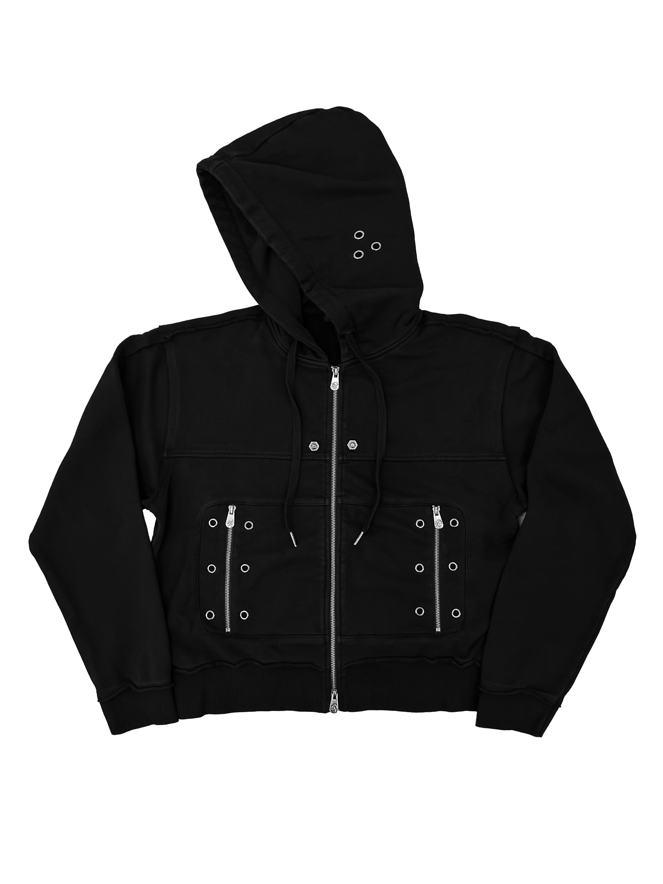 ROSEN KREUZ】EYELET EDGE Set-Up ZIP-UP HOODIE (BLACK) – OVERDRIVE