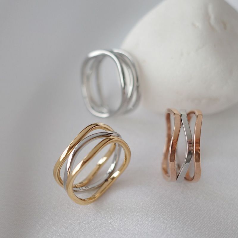 リング スリーライン ウェーブ ステンレス 11号 13号 指輪 – OSEWAYA