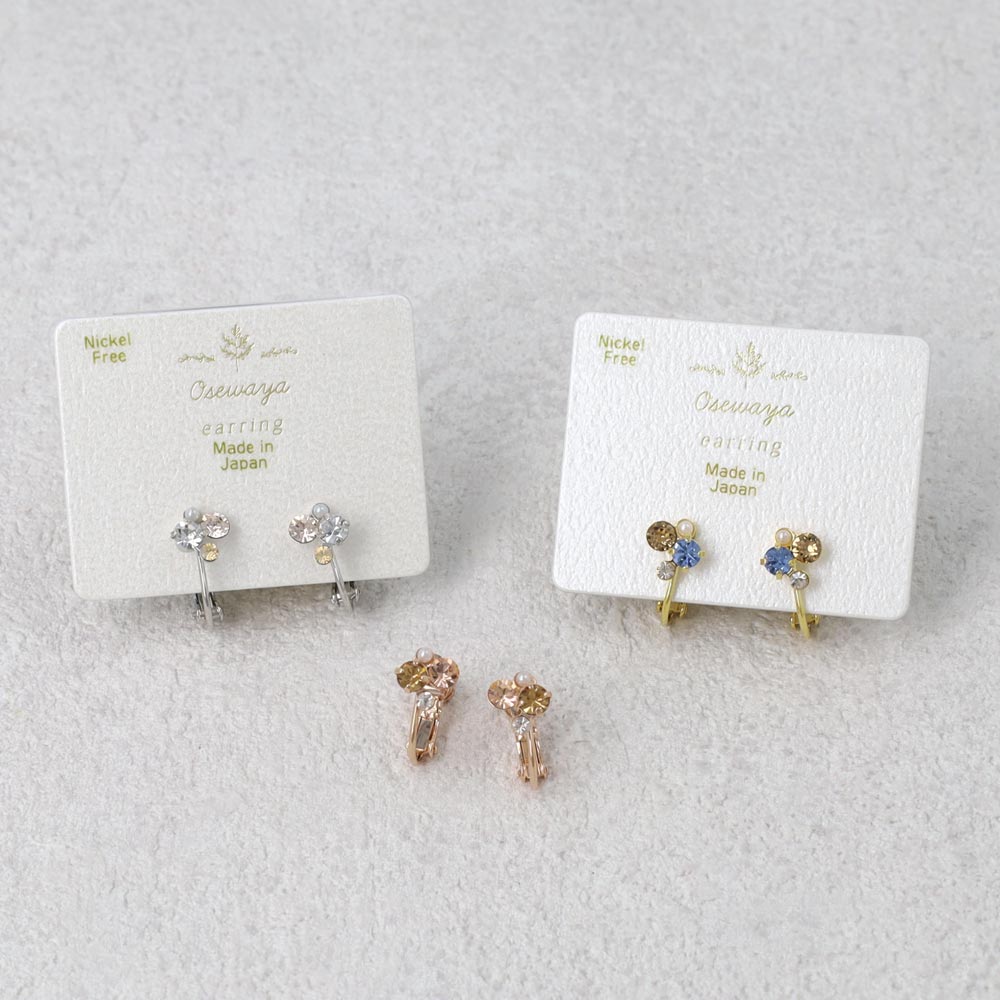 イヤリング ニッケルフリー メタル ミニ カラーストーン パール