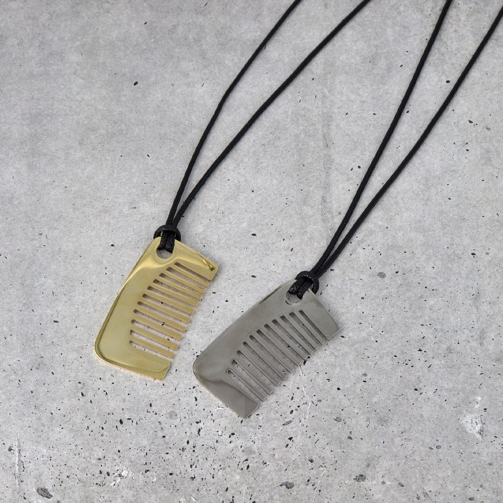 ネックレス レクタングル コームモチーフ ステンレス ワックスコード