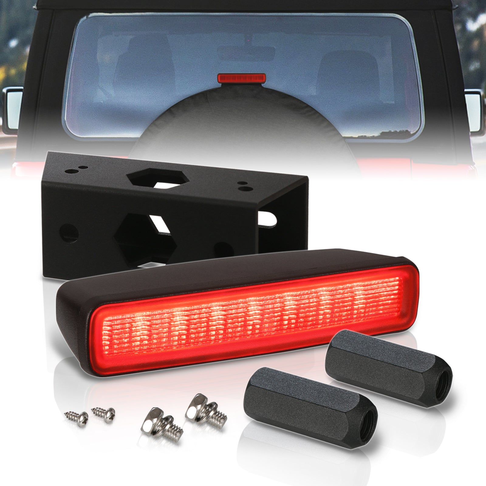 Jeep Wrangler JL 2018-2024 LED 3rd Brake Light With Relocation Kit