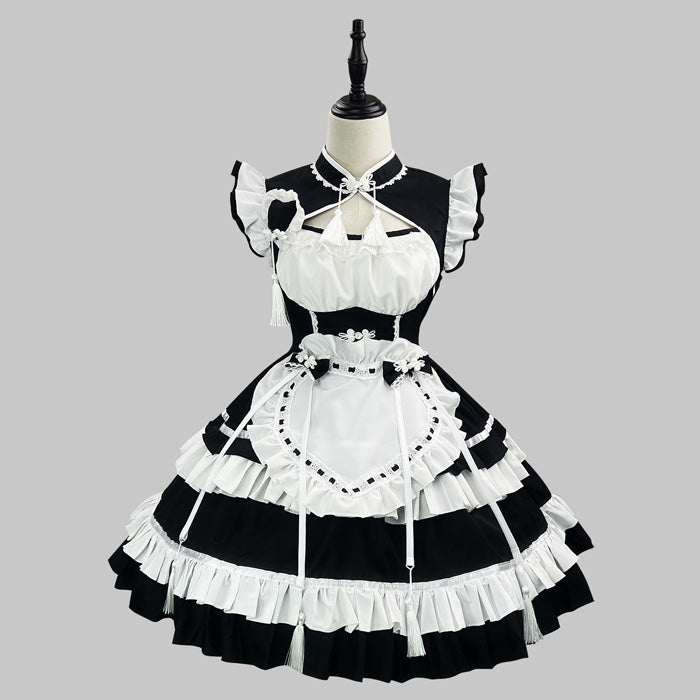 大きいサイズ レディース｜黒ロリィタチャイナ風メイドコスチューム