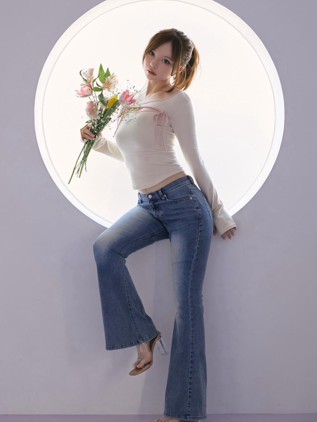 ANDMARY】Heart hip flare denim