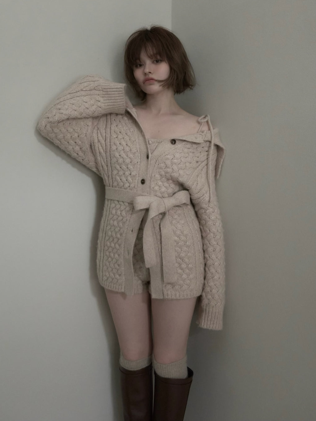 ANDMARY】Pam cable knit set up