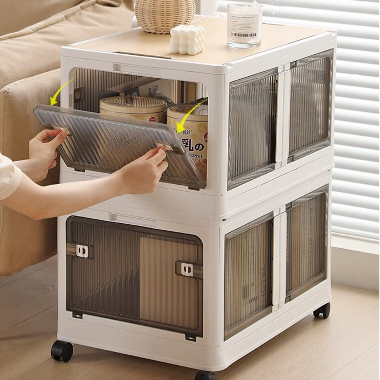 ANSENYA HOME 折りたたみ 収納ボックス 5面開閉 大容量 両開き 収納