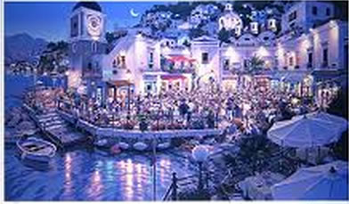 笹倉鉄平「カフェ・ベラノッテ」シルクスクリーン -探している絵画の