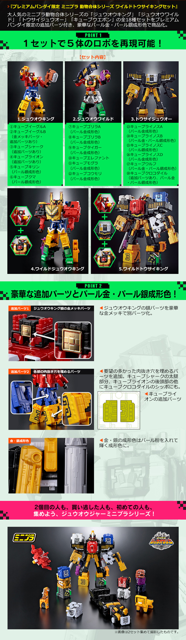 ミニプラ 動物合体シリーズ ワイルドトウサイキングセット【プレミアム