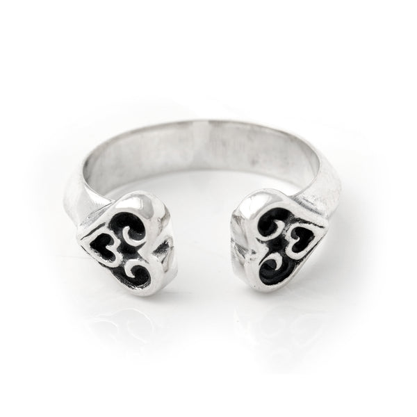 Double Tribal Heart Ring - Small - Bill Wall Leather Inc.