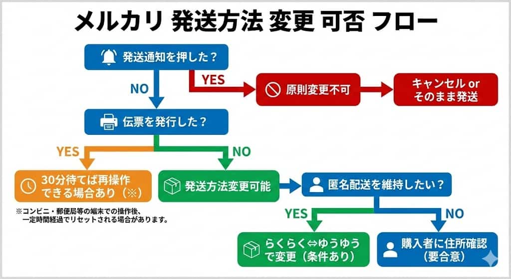 メルカリ(Mercari)発送方法の変更ができない理由と解決手順【らくらく