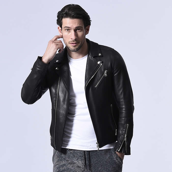 wjk wjk ダブルジェイケイ シングルライダースジャケット ラムレザー