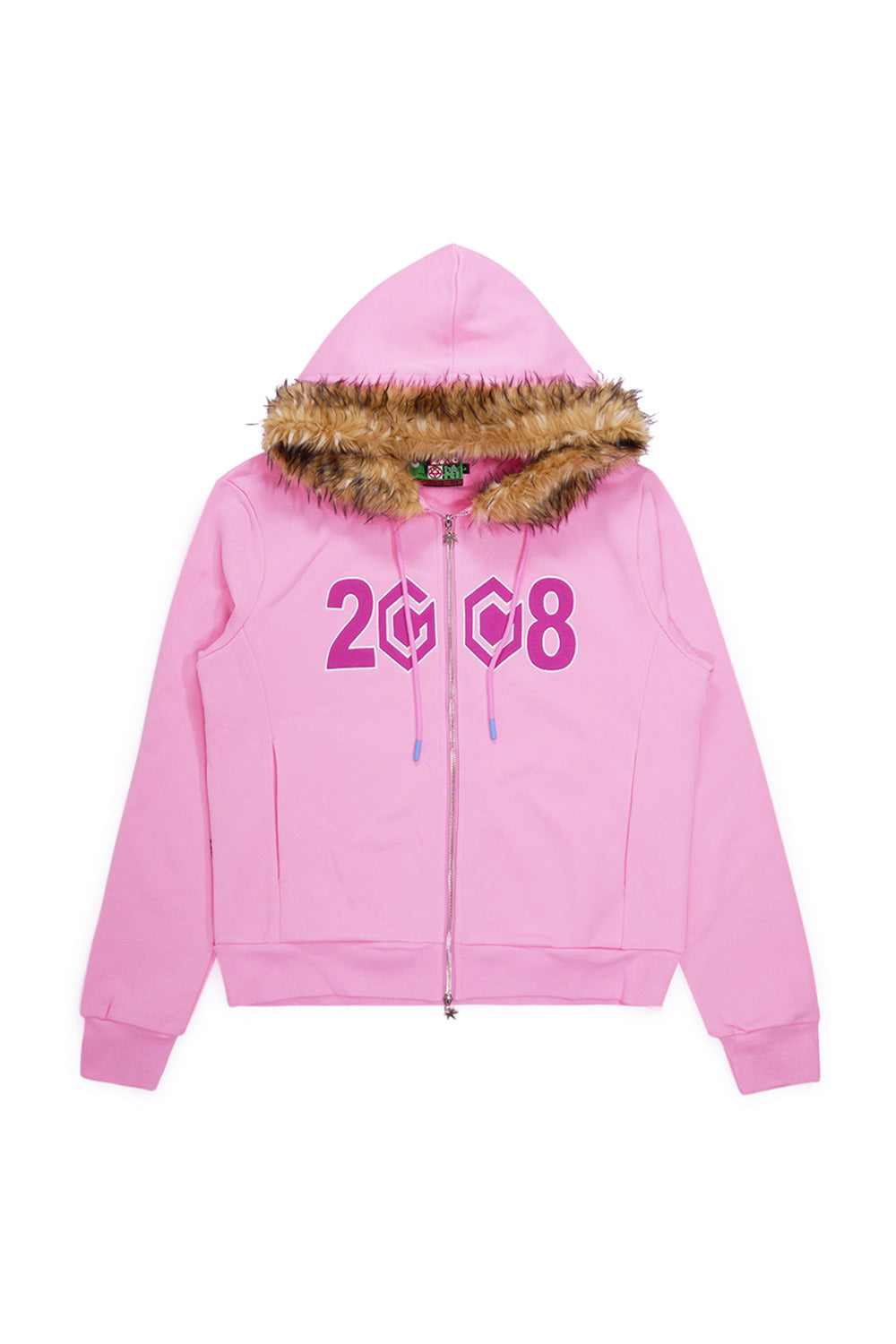 Fuck This Industry 8Cube Fur Hood Zip Up Pink | BONKERS