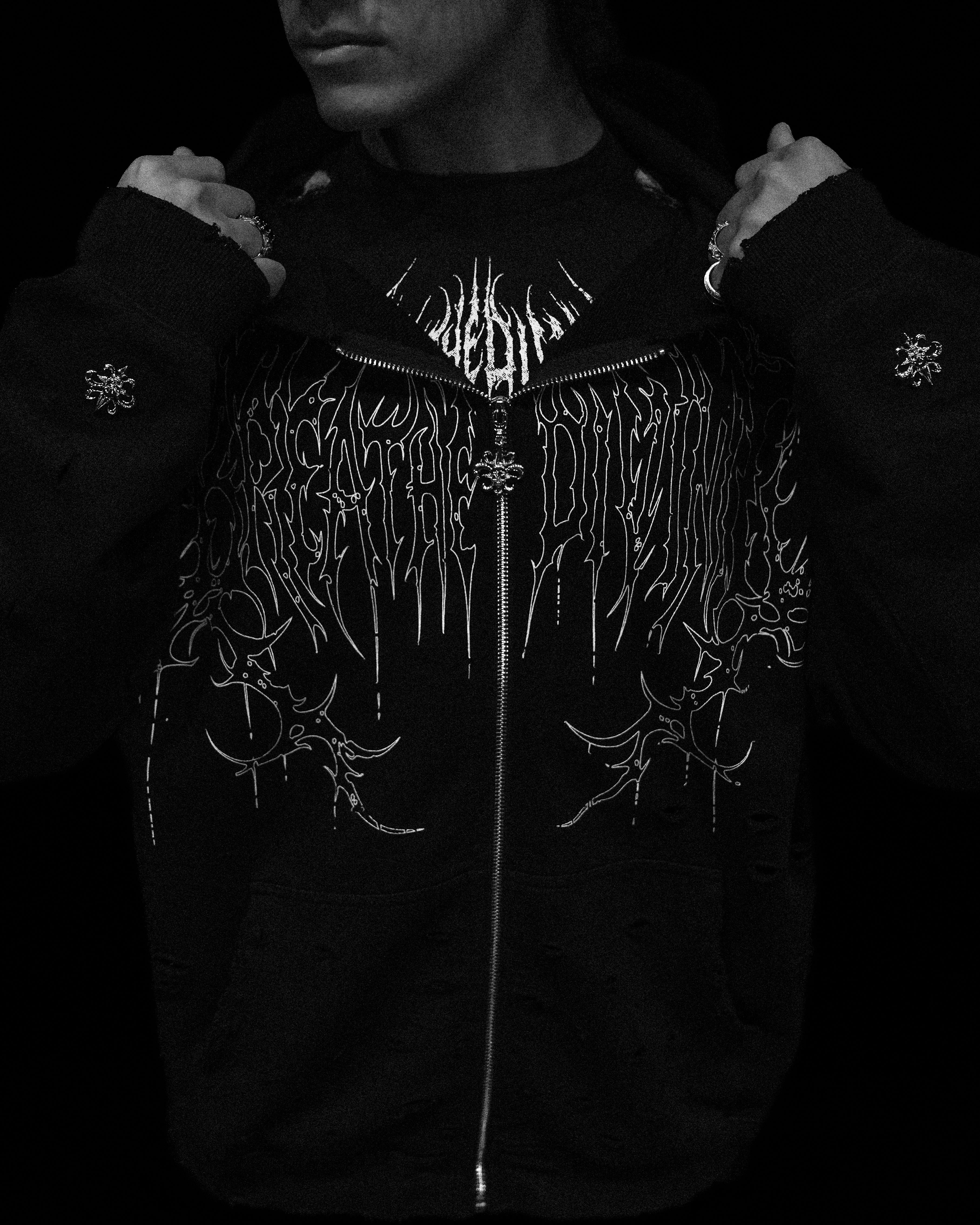 Mens Tarnished Zip-up Hoodie [ECLIPSE] – Breathedivinity