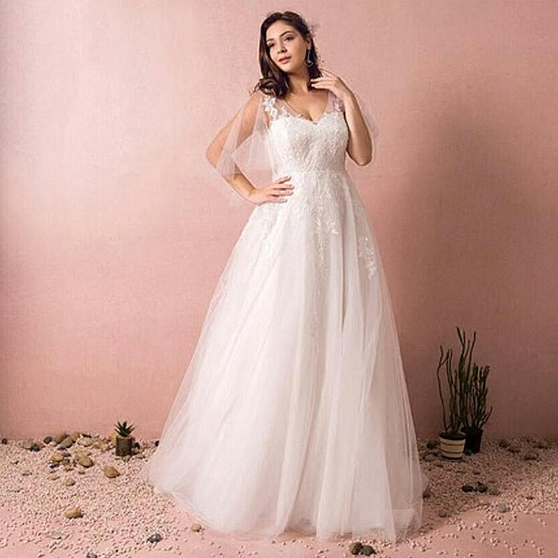 fh50】イリュージョンネックバックレスAラインドレス【2XL～7XLサイズ