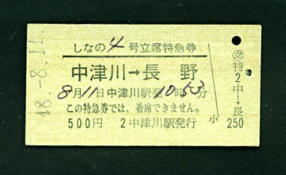 国鉄特急・急行・準急・指定席券