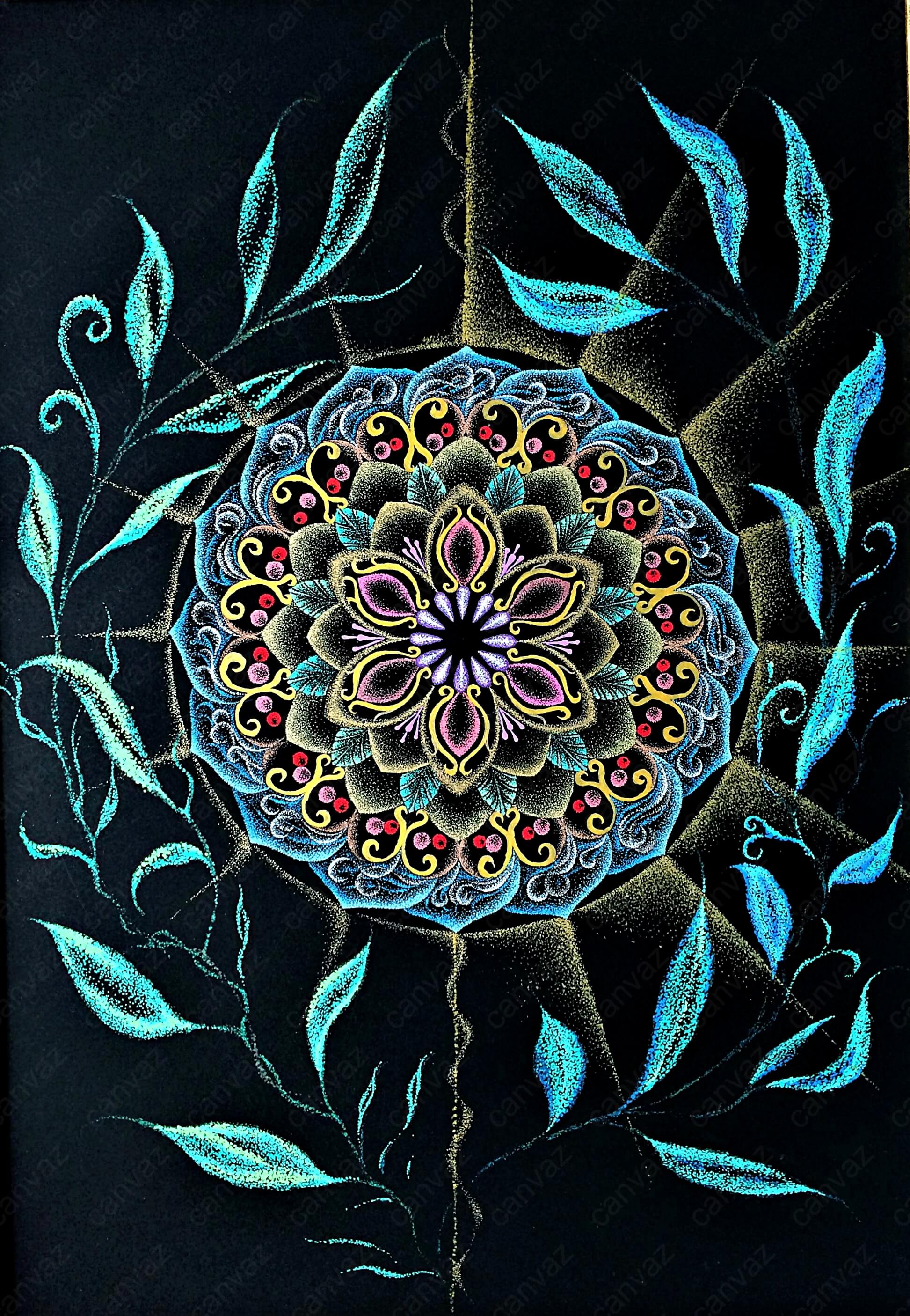 いのちの源～GAIA～ （点描曼荼羅） [作者:greenwind yuya] – CANVAZ.ART