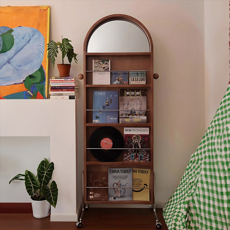 スタンドミラー・全身・ラック・鏡付き・木製・要組立品・全身鏡・収納