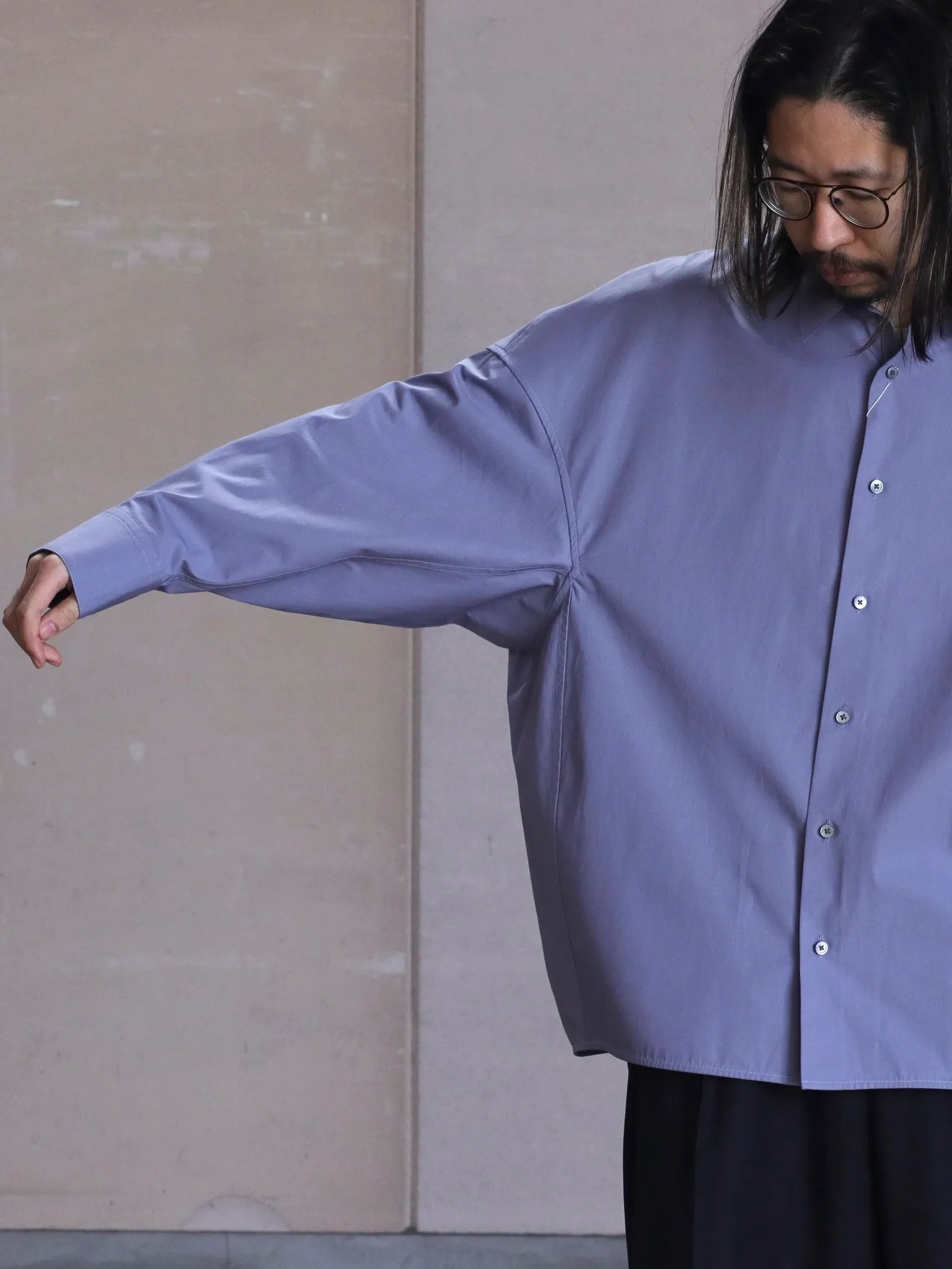 nonnotte Draping Shirt Type A Blue Granite | CASANOVA&CO