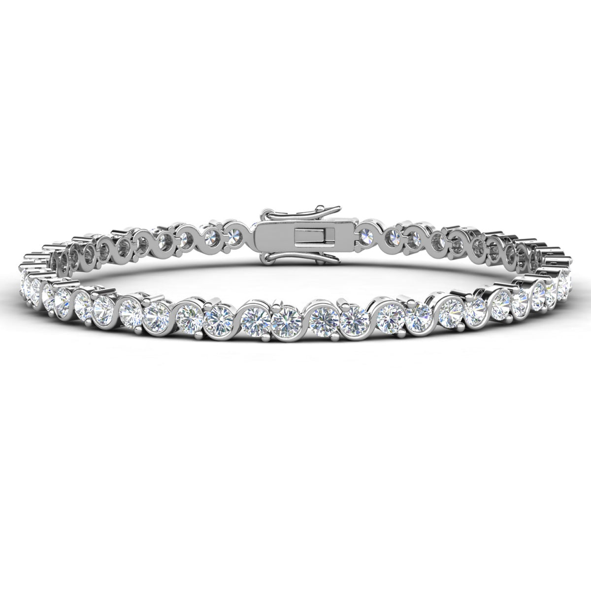 Cate & Chloe Jewelry | Ezra 18k White Gold Plated Tennis Bracelet