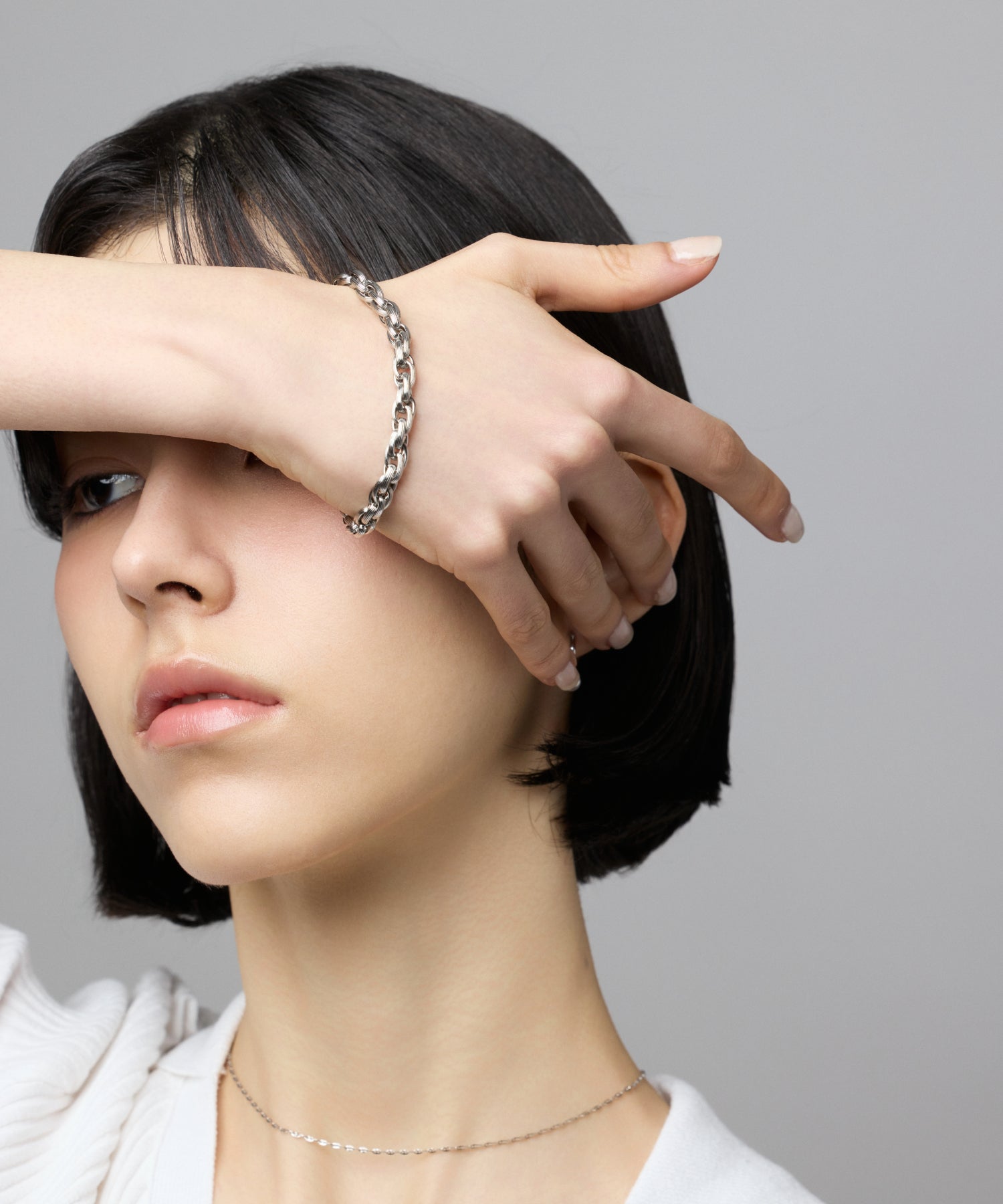 シルバー]ボリュームチェーンブレスレット