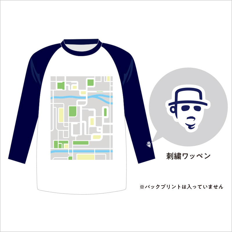 Chageのずっと細道 ラグランTシャツ（ホワイト×ネイビー） – Chage