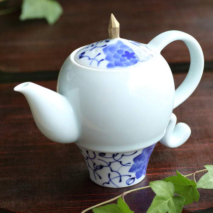 加藤真雪 瀬戸染付 あおい花 ティーポット 急須 満容量460ml