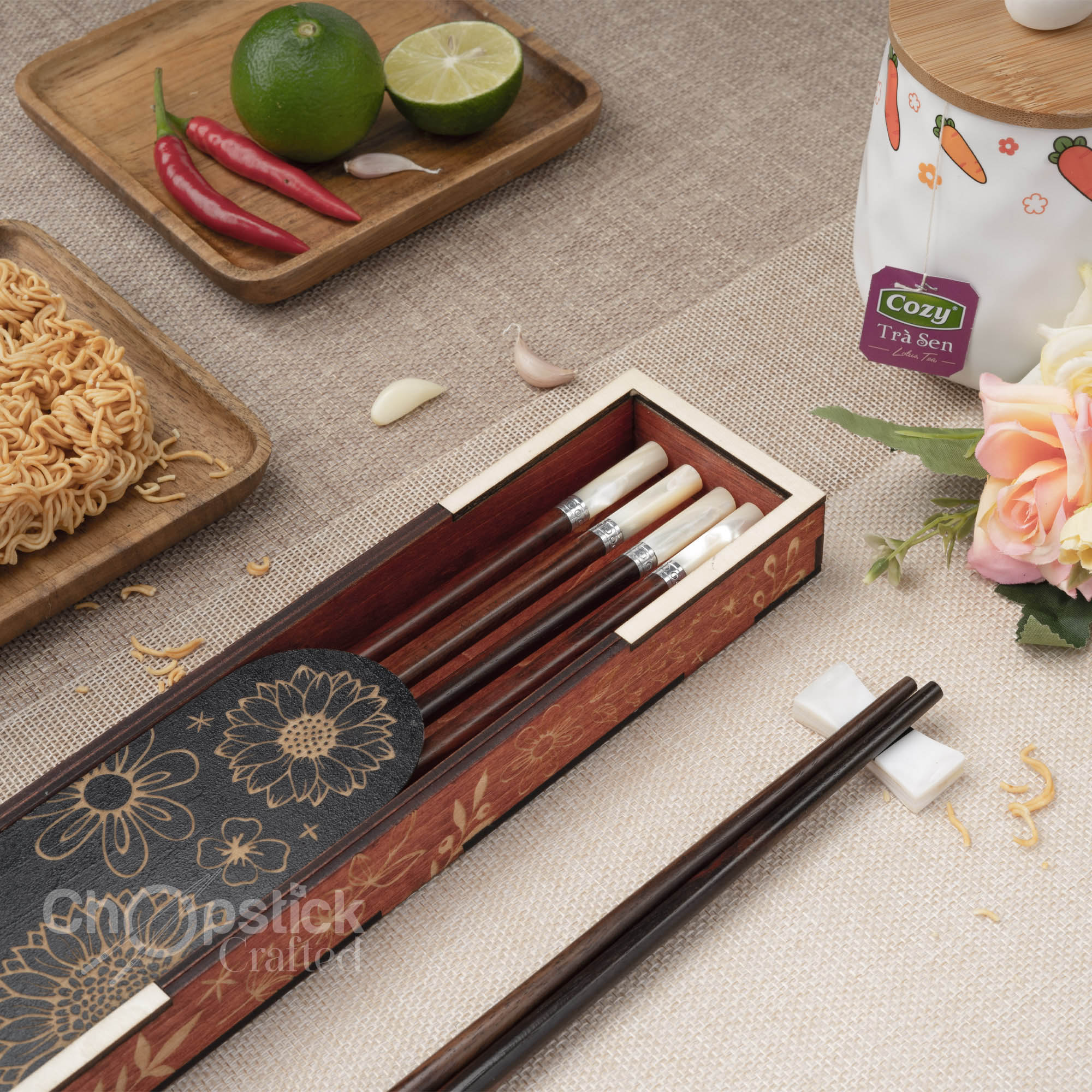 Premium Chopsticks Silver and shell wrapped chopsticks with luxury