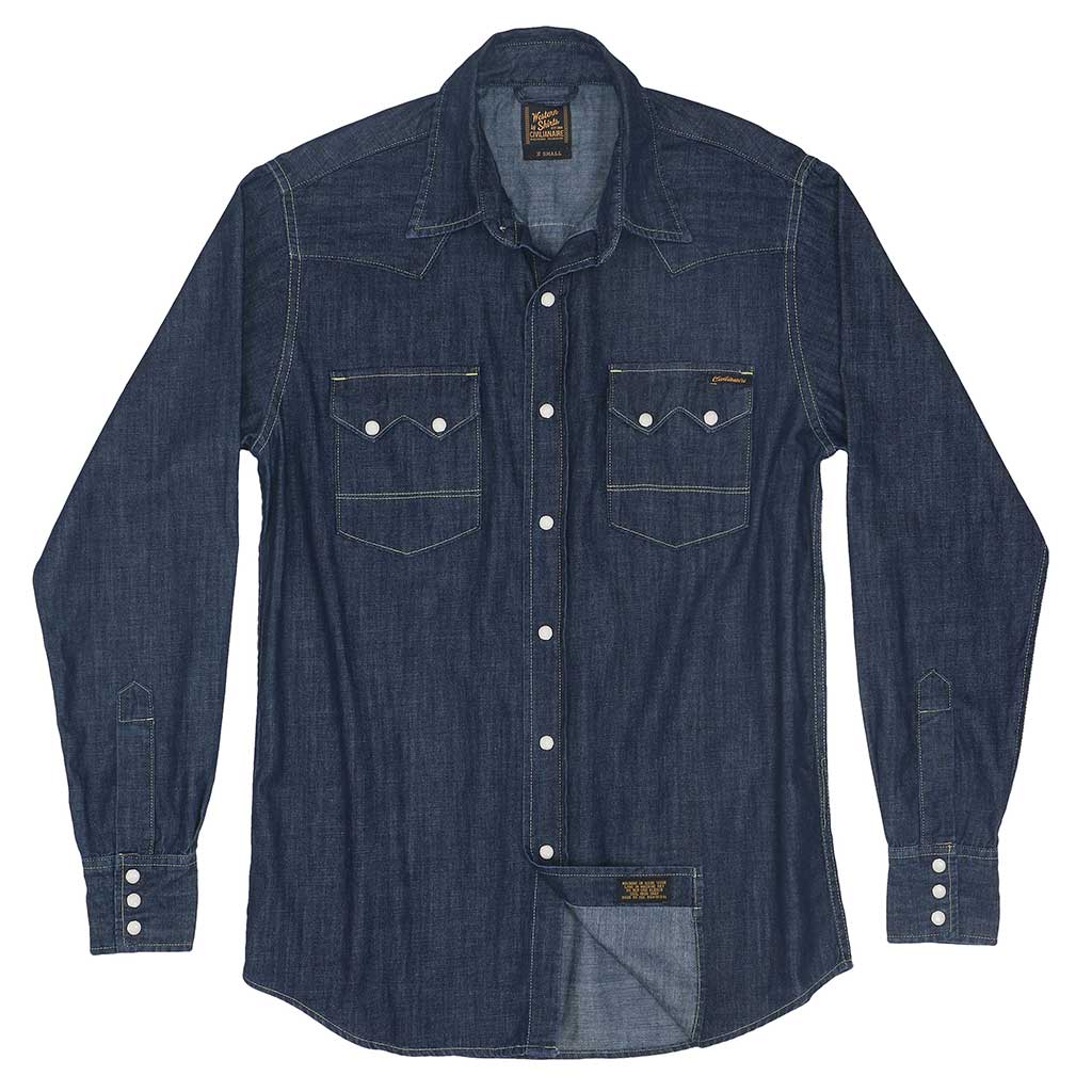 Long Sleeve Sawtooth Pocket 6.5 Denim Western Shirt - Dark Stone