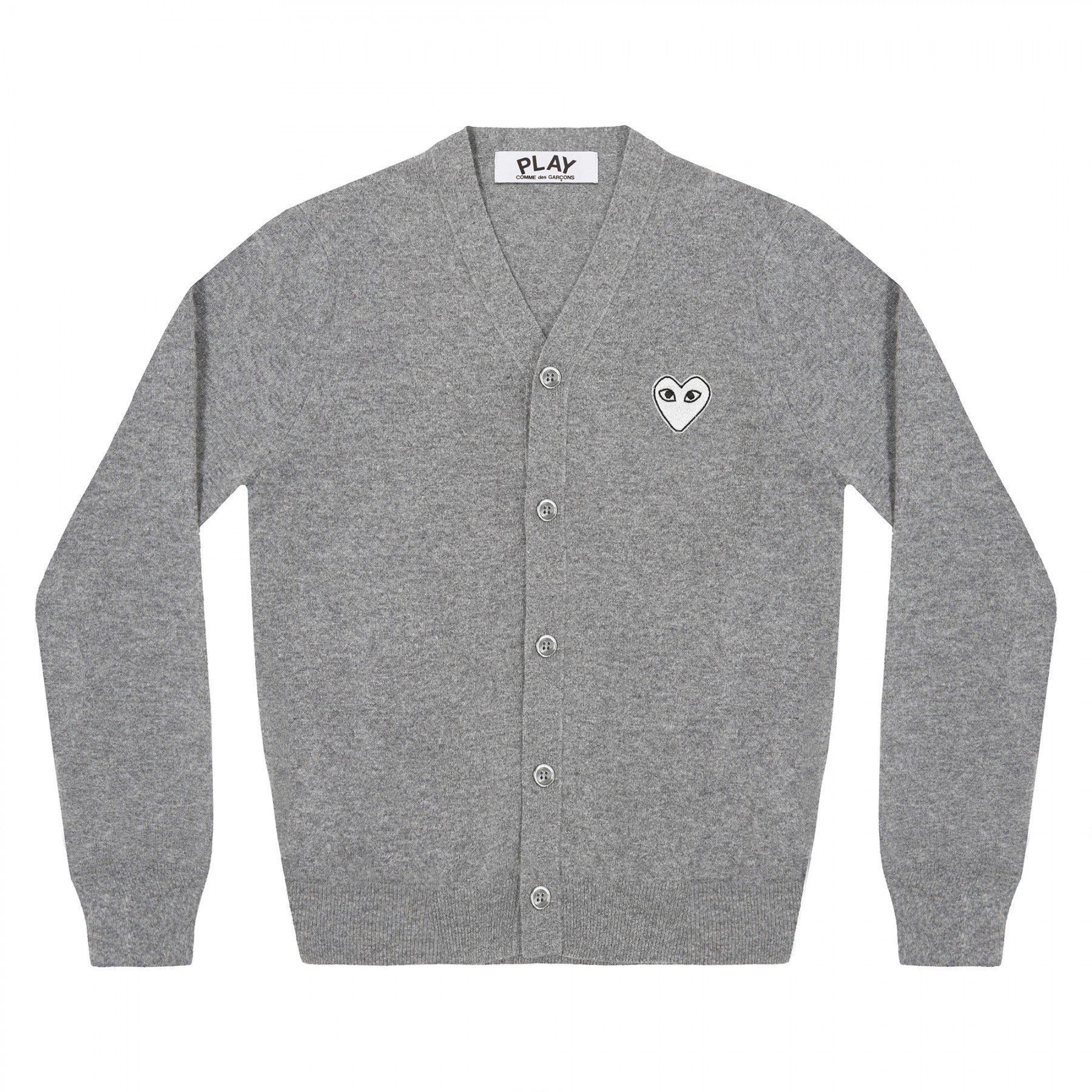 PLAY V-Neck Cardigan White Heart Natural Series Light Grey – COMME