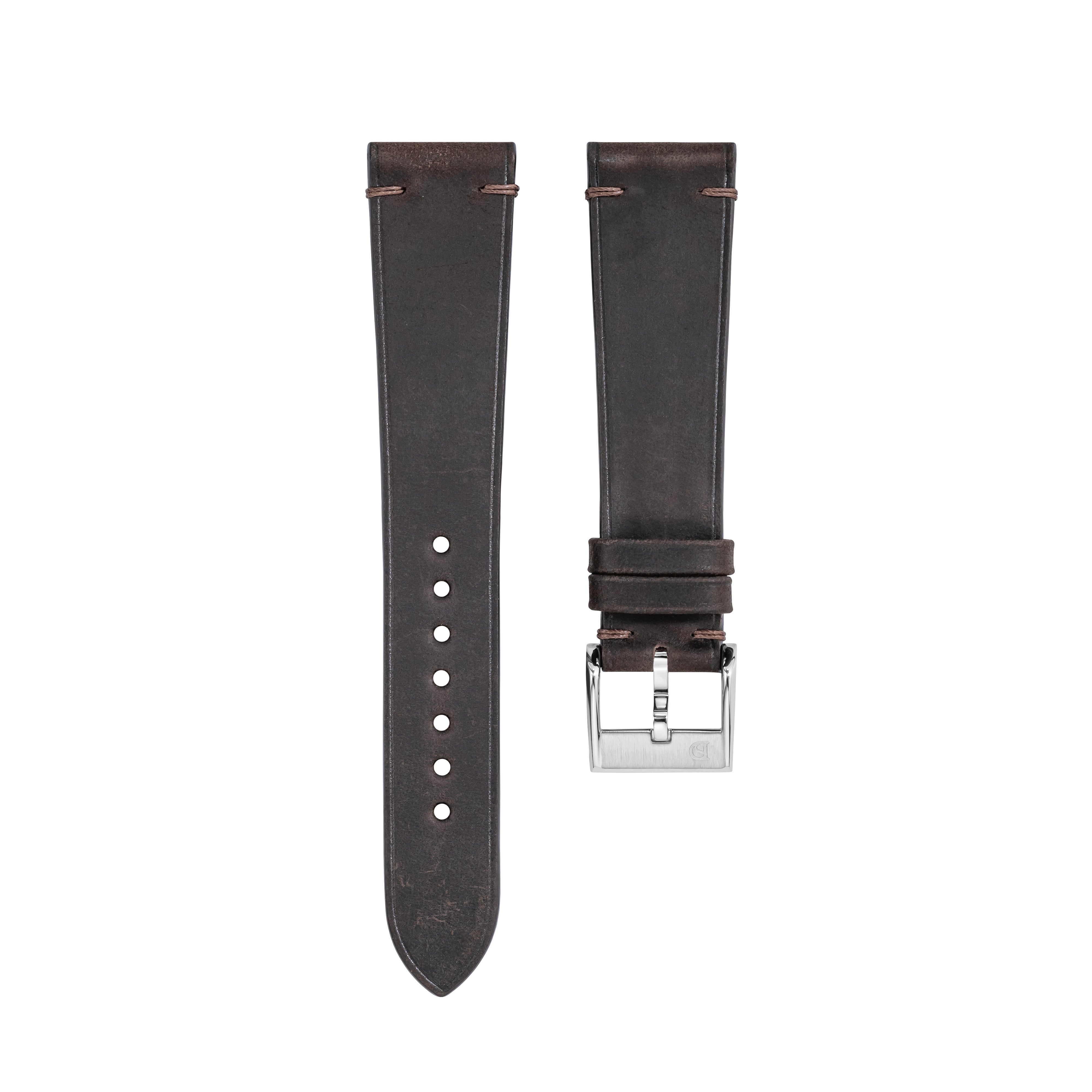 Mocha Crazy Horse Side-Stitch Strap - Handcrafted Leather Watch