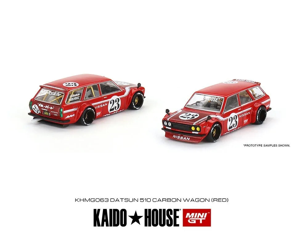 Datsun 510 Carbon Wagon 063 (Red) Kaido House x MiniGT 1:64 Scale