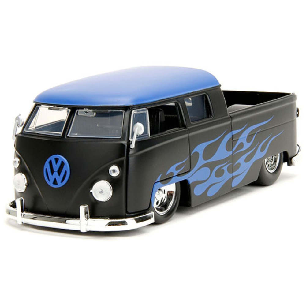 1962 Volkswagen Bus 1:24 Scale Diecast Model Matte Black Blue by