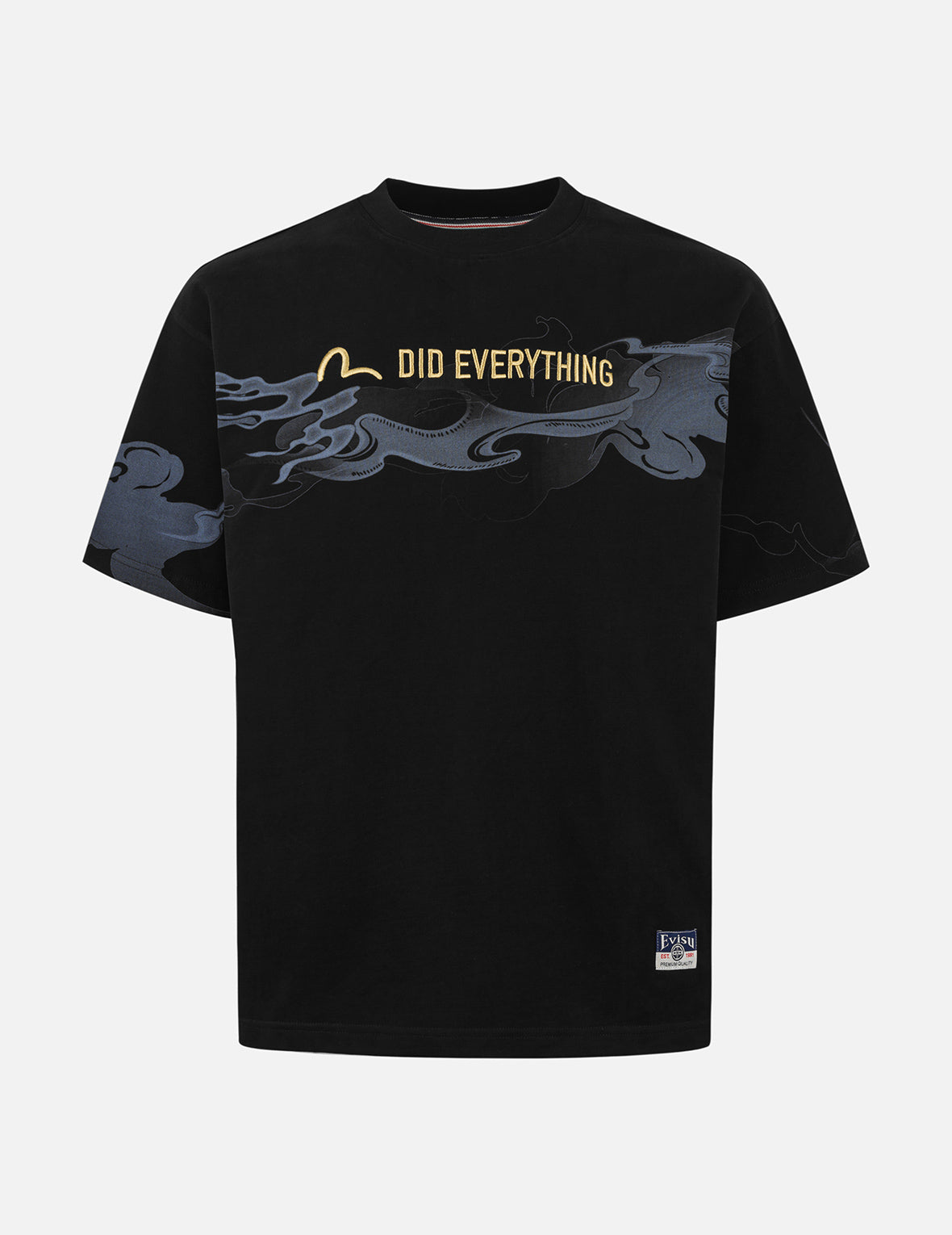 雲柄とロゴ刺し子刺繍リラックスフィットTシャツ – EVISU