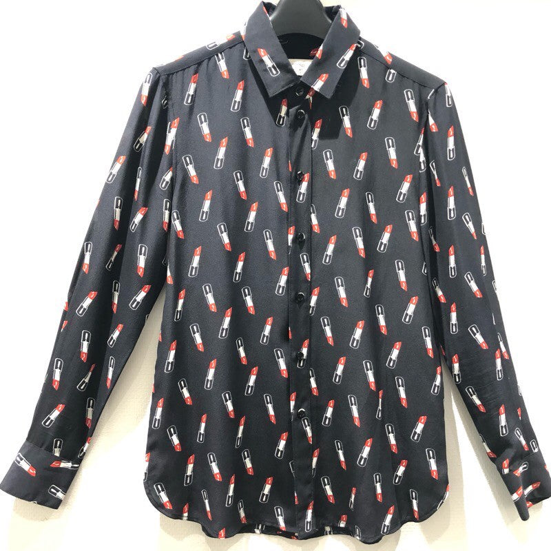サンローラン SAINT LAURENT リップ柄シルクシャツ 395733 Y343J