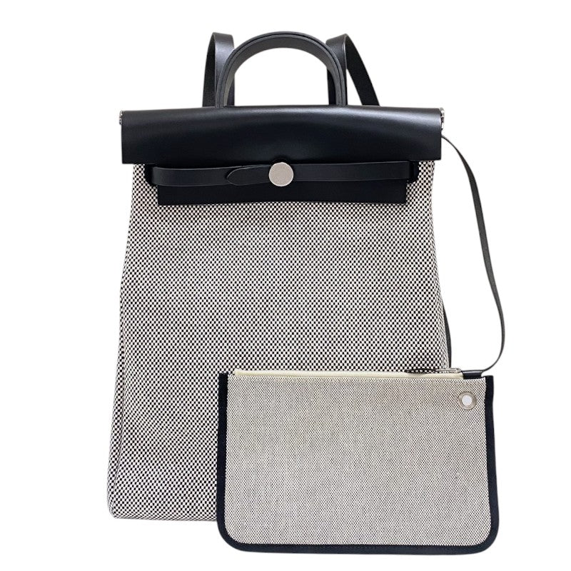 エルメス HERMES エールバッグジップアドPM Z刻 ブラック×ホワイト