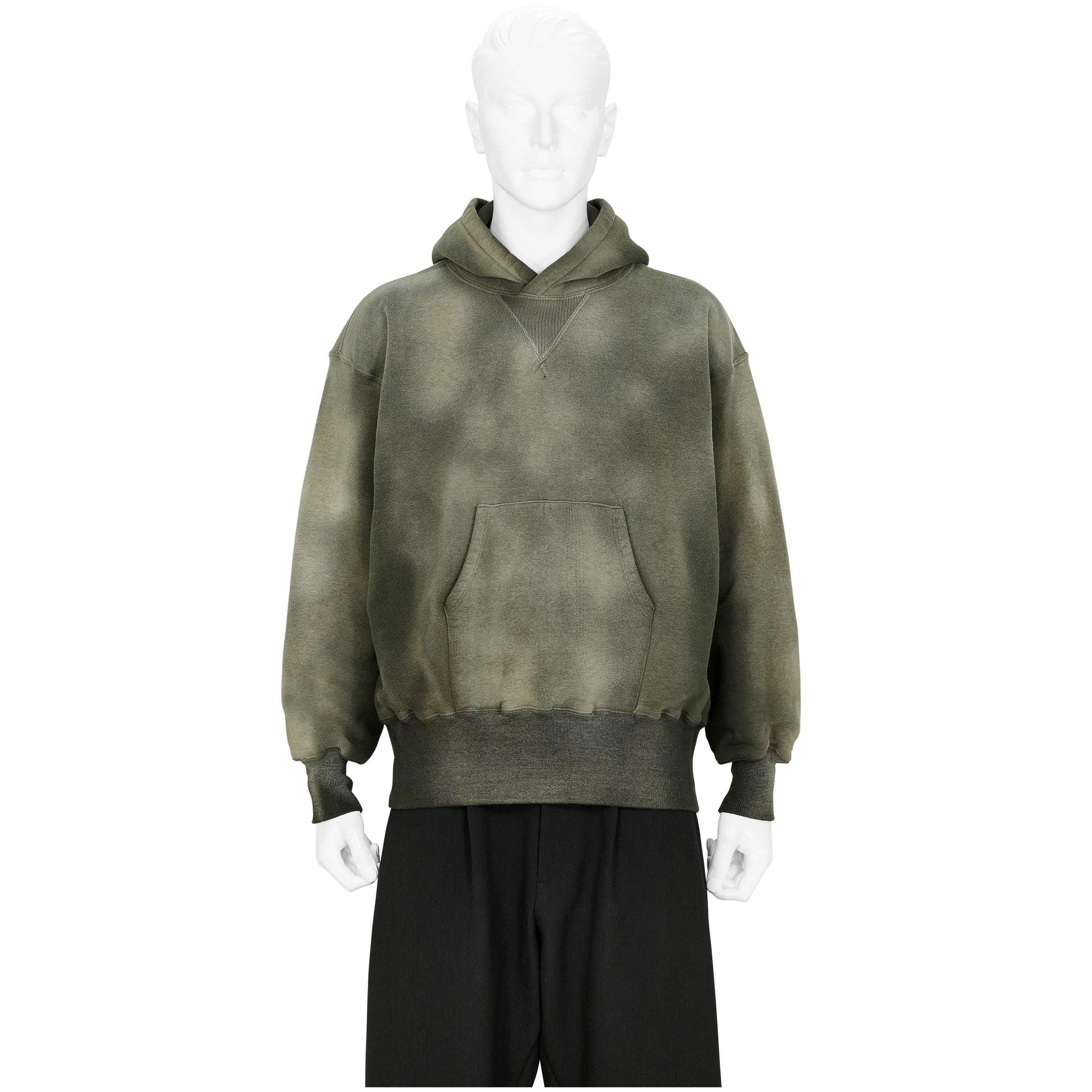 LOT.606 HOODED SWEAT SHIRT BLEACHED DEEP GREEN - T.T TAIGA